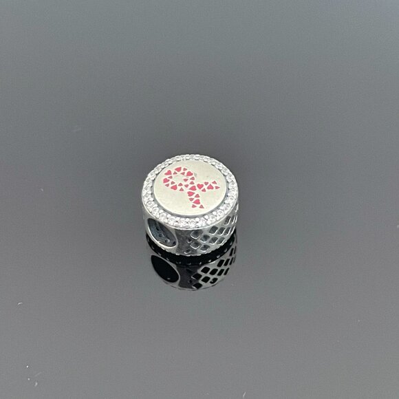 Pandora Breast Cancer Ribbon of Strength Dangle Charm - Picture 8 of 11